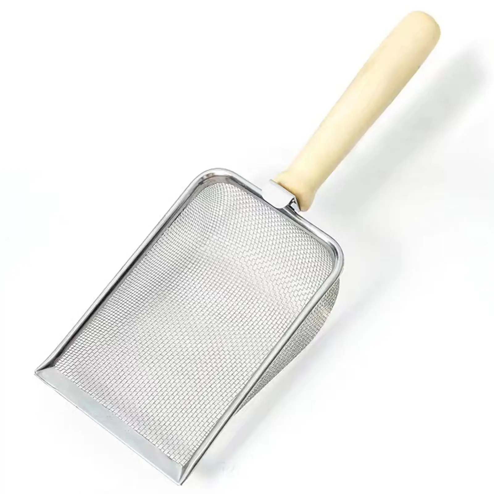 Fine Fesh Cat Litter Net Shovel Metal Mesh Cat Litter Shovel Reptile Wooden Handle Sand Shovel Cleaning Feces Pet Cleaning Tool