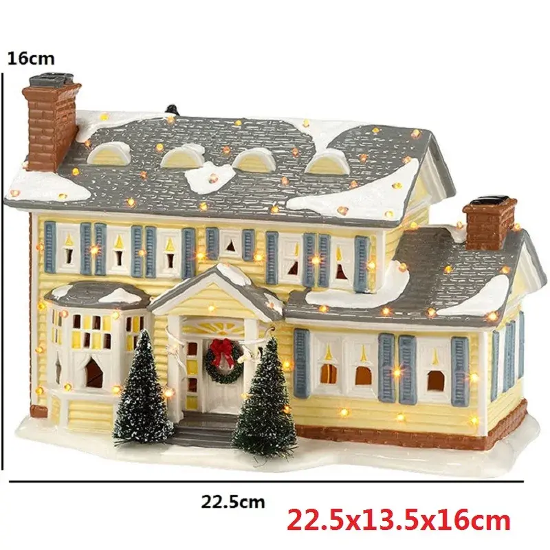 Christmas Luminous Resin House Santa Claus Car House Rural Holiday Garage Decoration Desktop Decoration Statue Christmas Gift