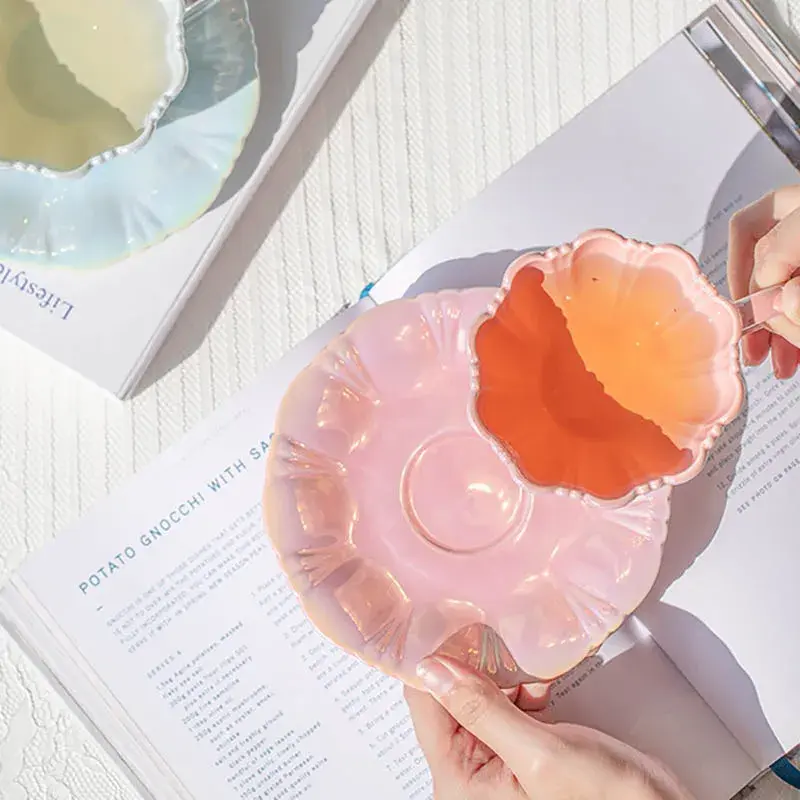 Pearl Petal Coffee Cup Office Afternoon Tea High-end Beverage Cup Creative Minimalist Ceramic Cup Juice Cup Set