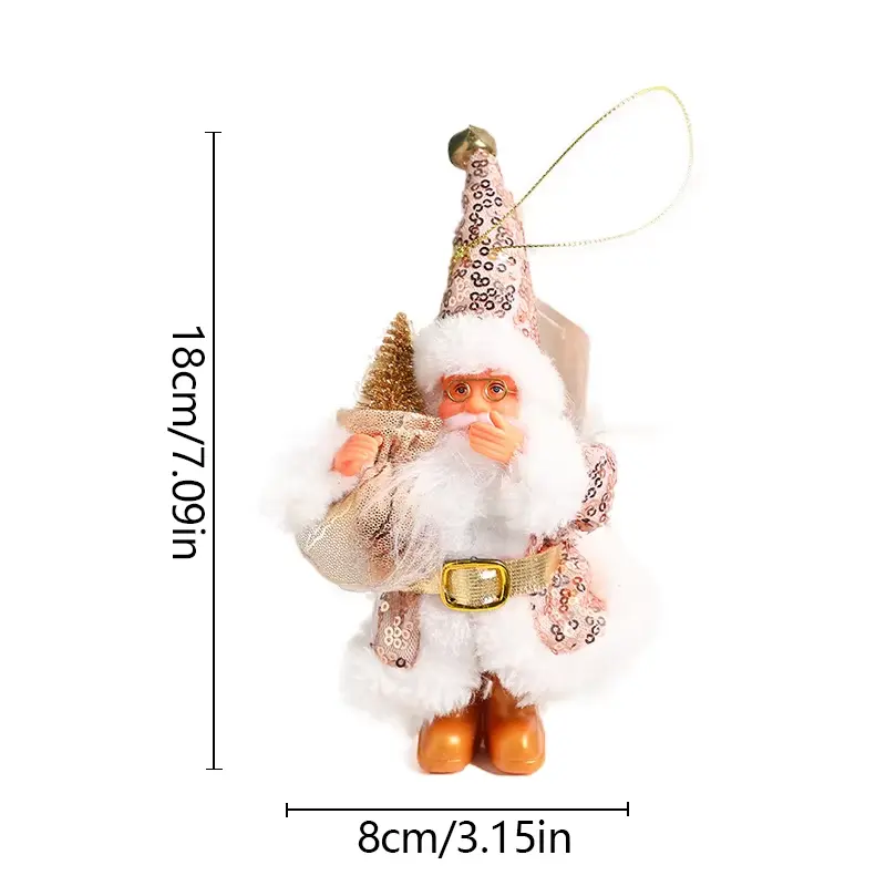 Christmas Decoration Plush Santa Claus Standing Doll Hanging Decoration Plush Sled Skiing Santa Claus Christmas Tree Ornament