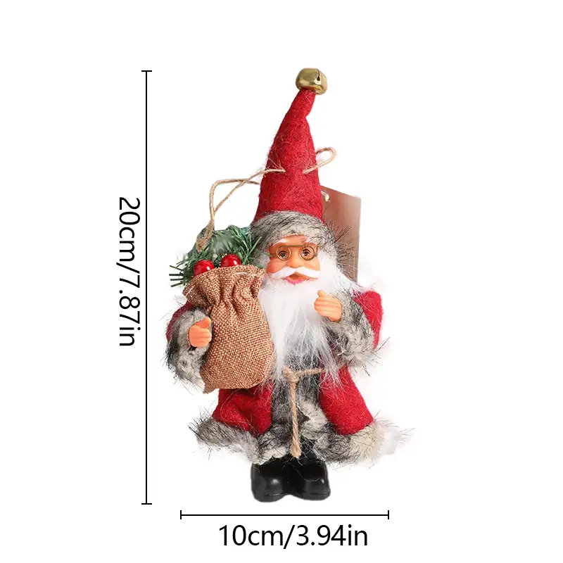 Christmas Decoration Plush Santa Claus Standing Doll Hanging Decoration Plush Sled Skiing Santa Claus Christmas Tree Ornament