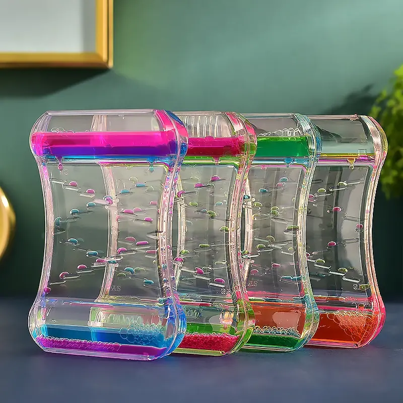 Creative Oil Drop Sliding Dual Color Liquid Water Oil Drop Hourglass Sports Bubble Decompression Toy Timer Desktop Decoration