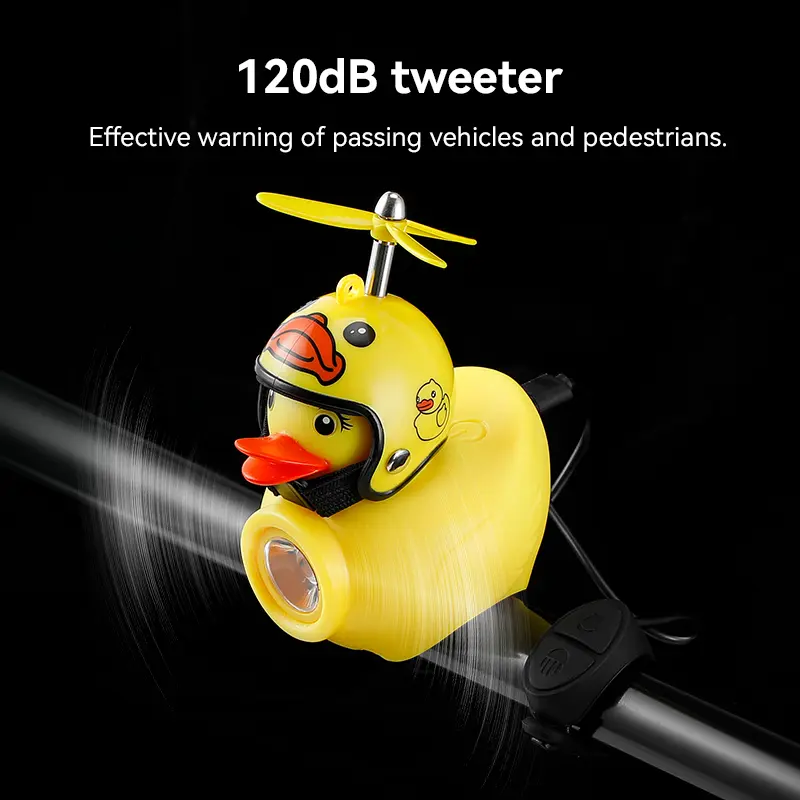 Bicycle Lights Yellow Duck Night Running Headlights Duck Bamboo Dragonfly Horn Flashlight Electric Vehicle Decorative Lights