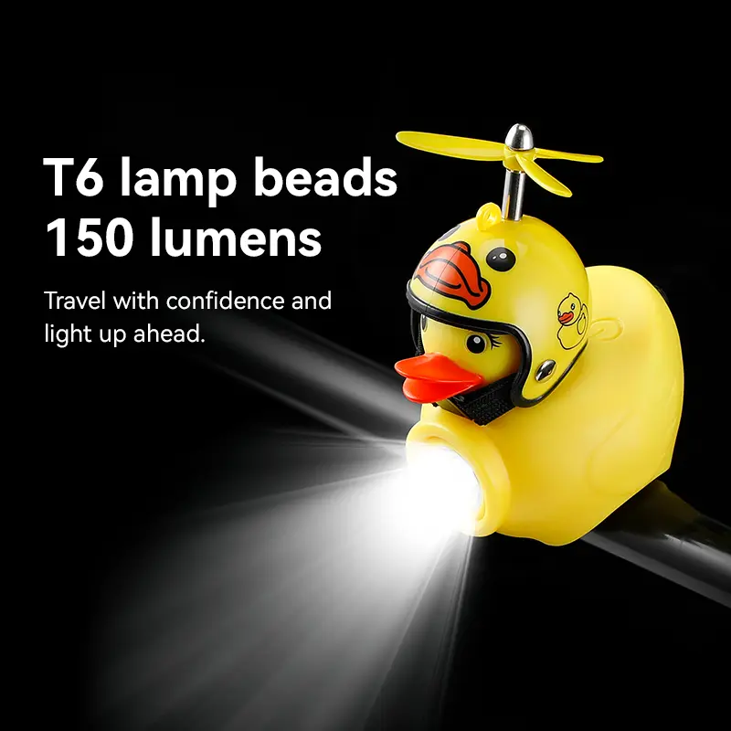 Bicycle Lights Yellow Duck Night Running Headlights Duck Bamboo Dragonfly Horn Flashlight Electric Vehicle Decorative Lights