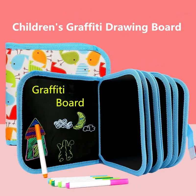 Fun Toy Education Children's Painting Book Drawing Magic Blackboard Chalk Watercolor Pen Drawing Toy Magic Coloring Book 6 Pages