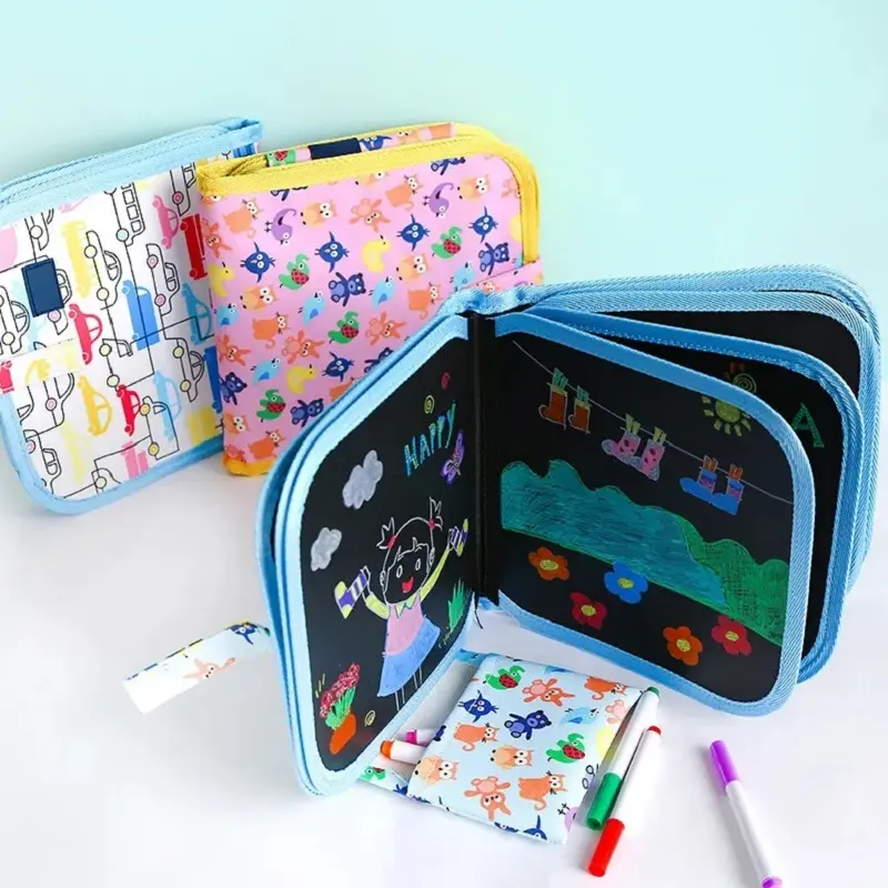 Fun Toy Education Children's Painting Book Drawing Magic Blackboard Chalk Watercolor Pen Drawing Toy Magic Coloring Book 6 Pages