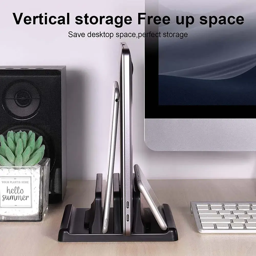 4-inch Dual Slot Adjustable Vertical Laptop Stand ABS Plastic Suitable For Laptop Base Space Saving Phone Stand Tablet Stand