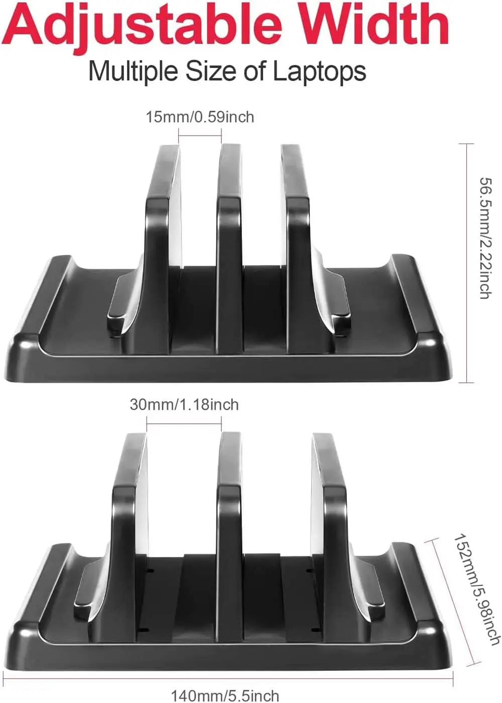 4-inch Dual Slot Adjustable Vertical Laptop Stand ABS Plastic Suitable For Laptop Base Space Saving Phone Stand Tablet Stand