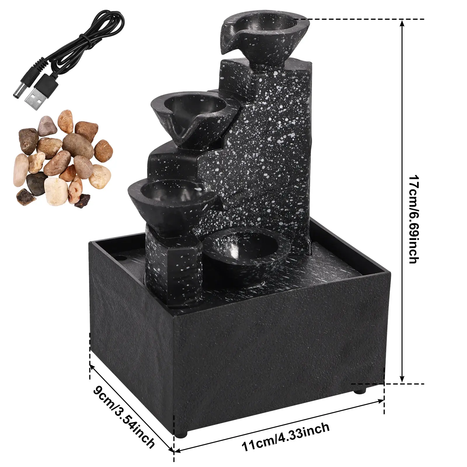 Desktop Waterfall Decoration Relaxing Desktop Fountain Soft Lighting Flowing LED Statues Relaxing Desktop Landscape Decoration