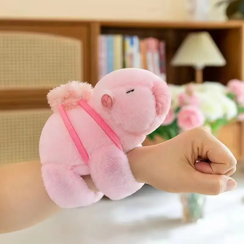 Capybara Hand Ring Wristband Kid Funny Toys Lovely Capybara Animal Slap Snap Wrap Wristband Bracelet Plush Stuffed Animal Kawaii