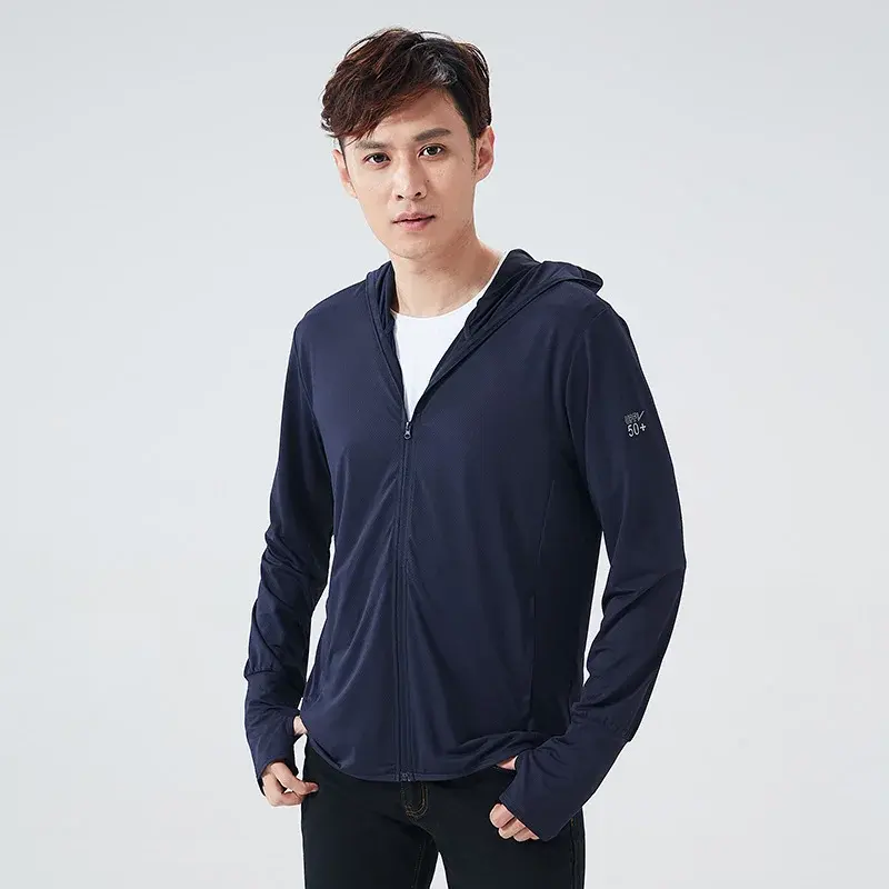 Summer UPF 50+UV Sunscreen Leather Clothing for Men's Ice Silk Sunscreen Clothing Ultra Light Sports Clothing Protective Coat