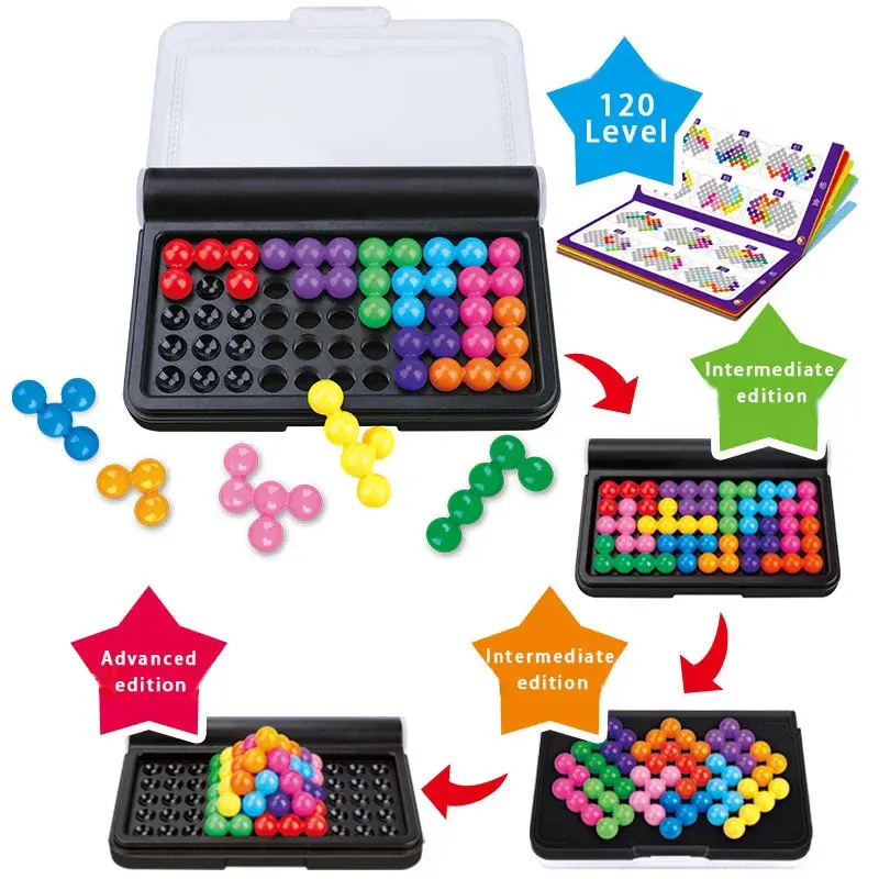 120 Challenge IQ 3D Game Children's Logical Thinking Wisdom Magic Beads Quickly Transform Pyramid Beads Montessori Toy Gifts