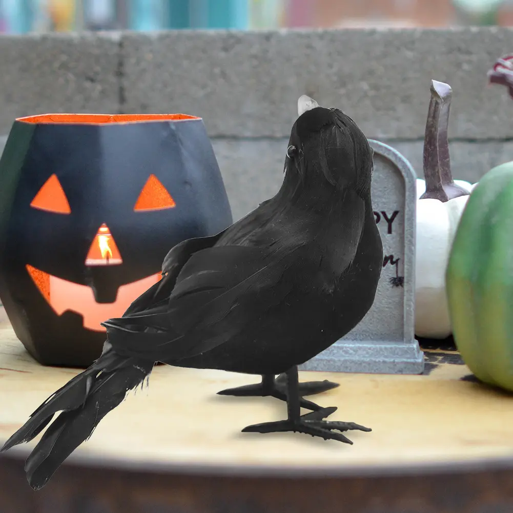 Simulated Black Crow Props Natural Pest Control Garden Decoration Outdoor Decoration Halloween Party Terrifying Animal Props