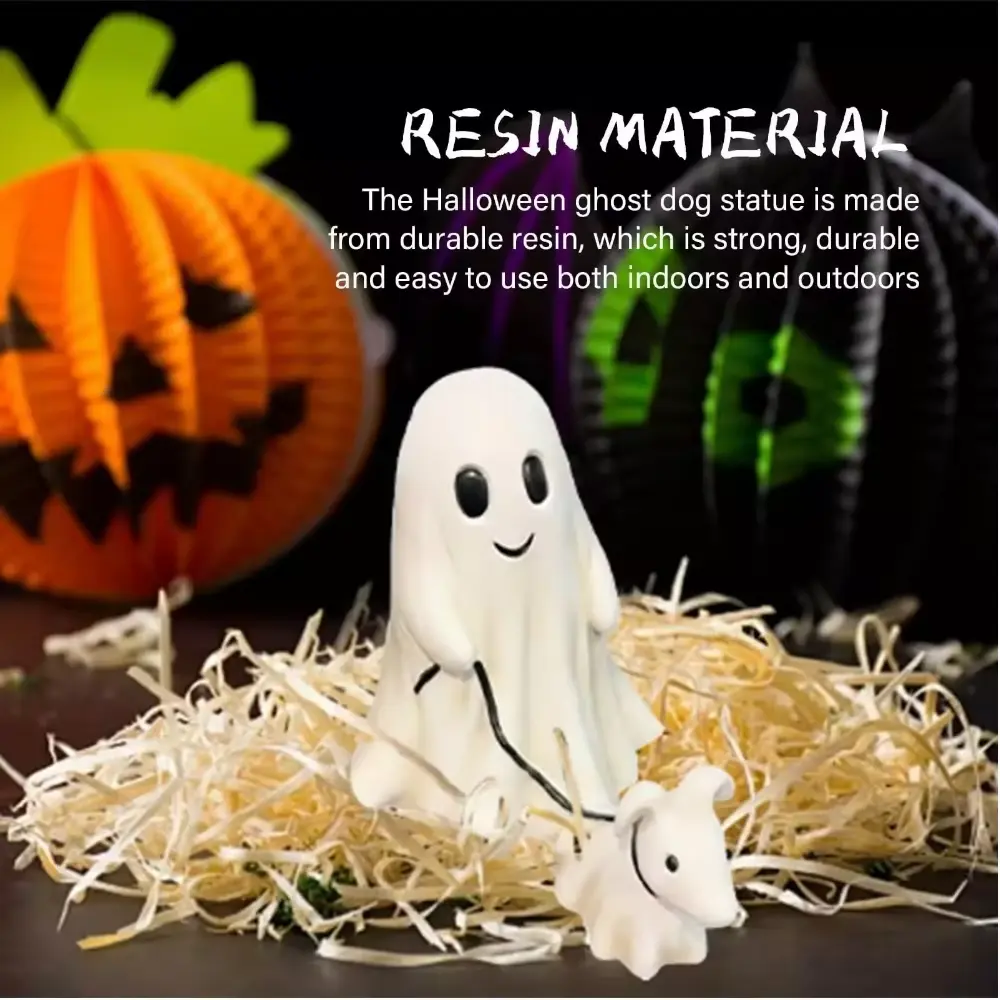 Halloween Cute Ghost Dog Walking Resin Ornament Ghost Walking Statue Ghost Dog Small Statue Home Model Desktop Decoration