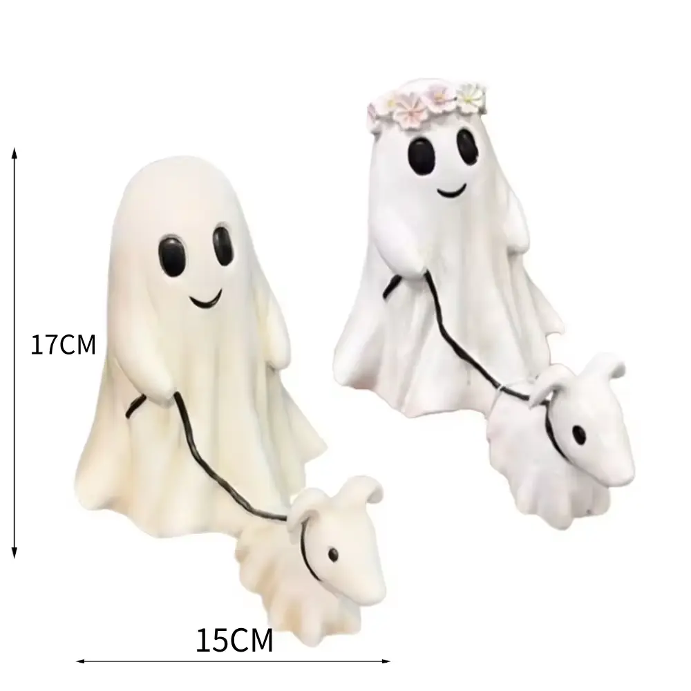 Halloween Cute Ghost Dog Walking Resin Ornament Ghost Walking Statue Ghost Dog Small Statue Home Model Desktop Decoration