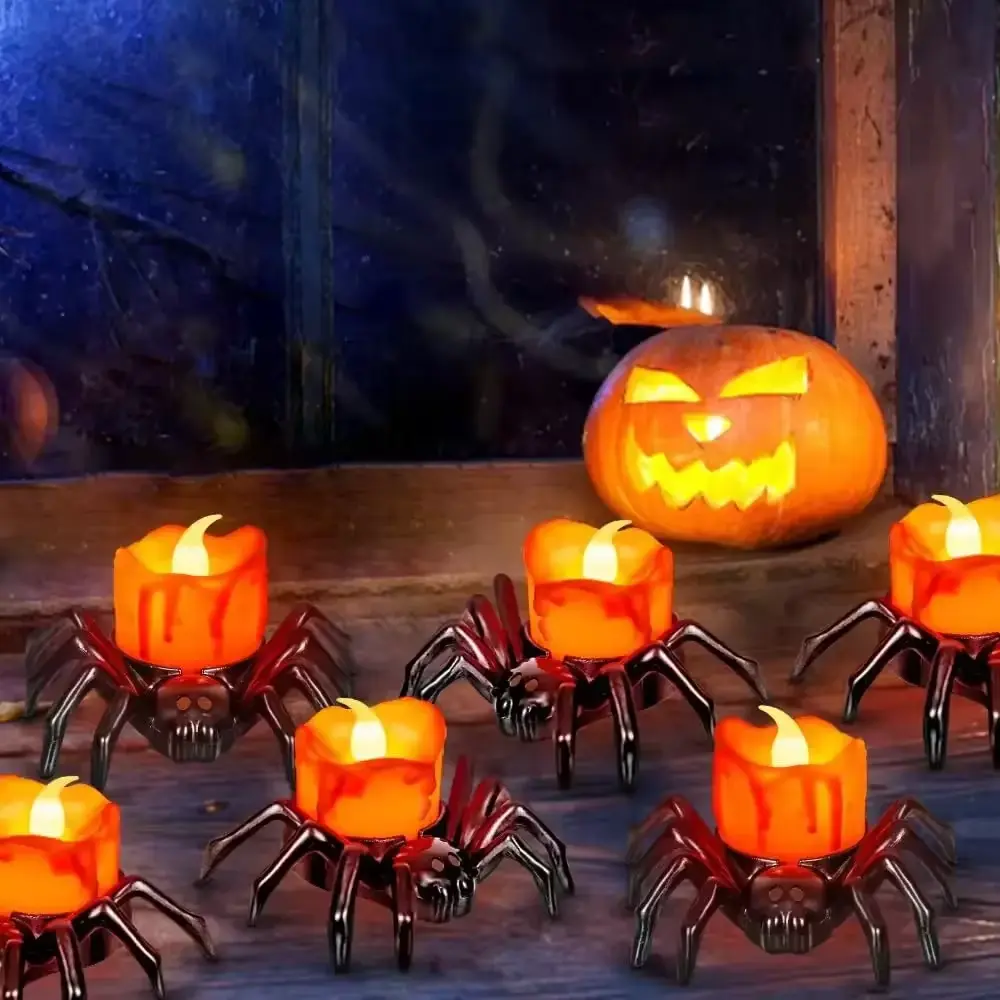 Halloween Decoration LED Candlelight Spider Plastic Pumpkin Lantern Ghost House Atmosphere Decoration Props Party Horror Props