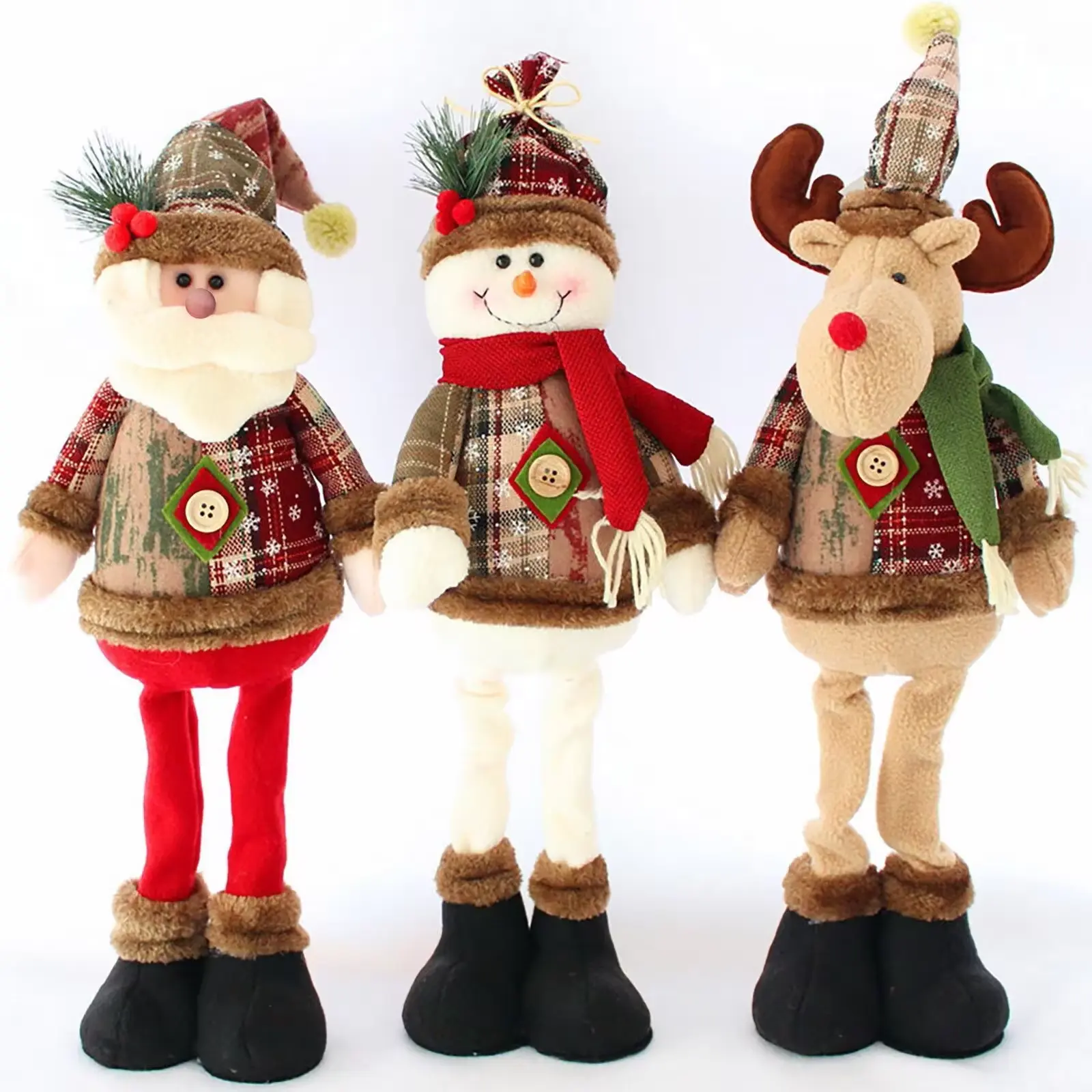 Christmas Decoration Doll Supplies Santa Claus Snowman Elk Standing Doll Decoration Plush Doll Christmas Children's Gift