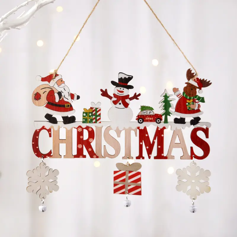 Christmas Tree Decorations Santa Claus Wooden Hanging Decorations Creative Christmas Cartoon Snowman Old Man Art Door Hanging