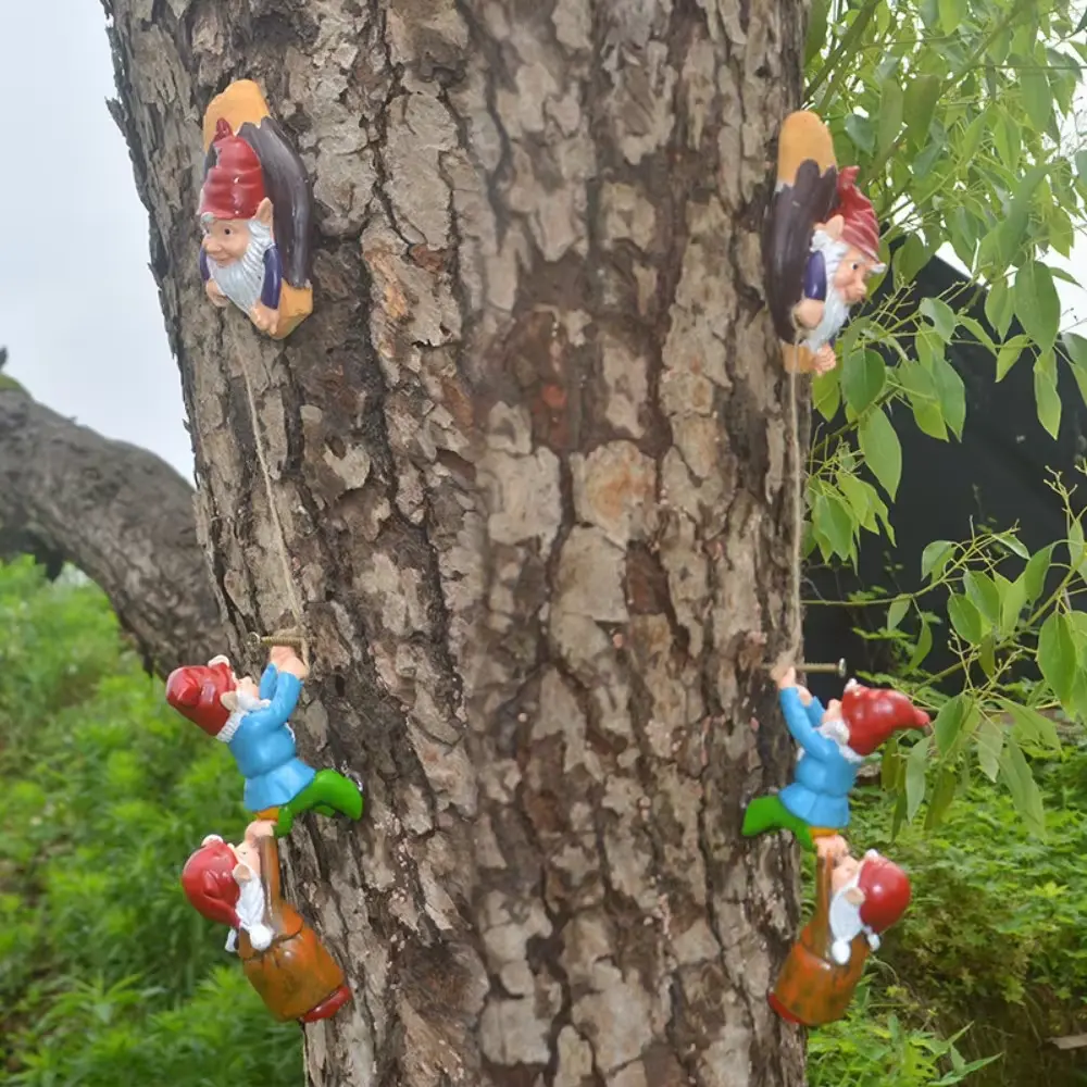 Climbing Little People Outdoor Garden 3 PCS Dwarf Elf Statues Courtyard Tree Hanging Little People Countryside Garden Decoration