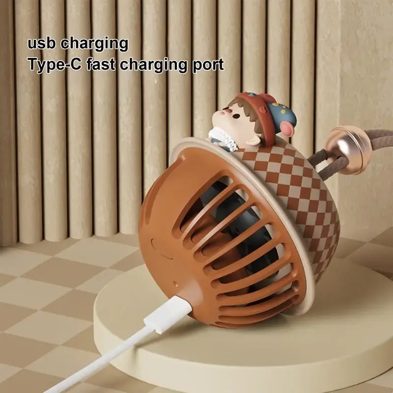Portable Hanging Rope Mini Neck Fan Children's Small Fan USB Charging Cartoon halter Fan No Blades Silent Fan Sports Cooler
