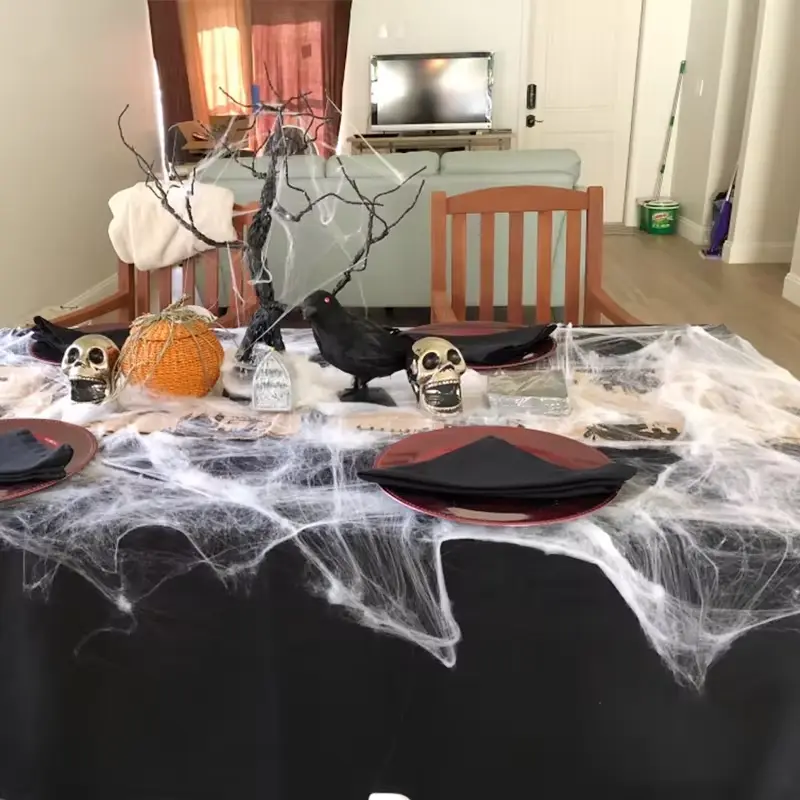 Halloween Decoration Artificial Spider Web Elastic Spider Web Horror Bar Ghost House Scene Props Elastic Spider Web with Spiders