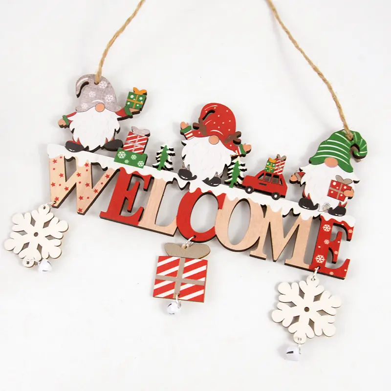 Christmas Tree Decorations Santa Claus Wooden Hanging Decorations Creative Christmas Cartoon Snowman Old Man Art Door Hanging