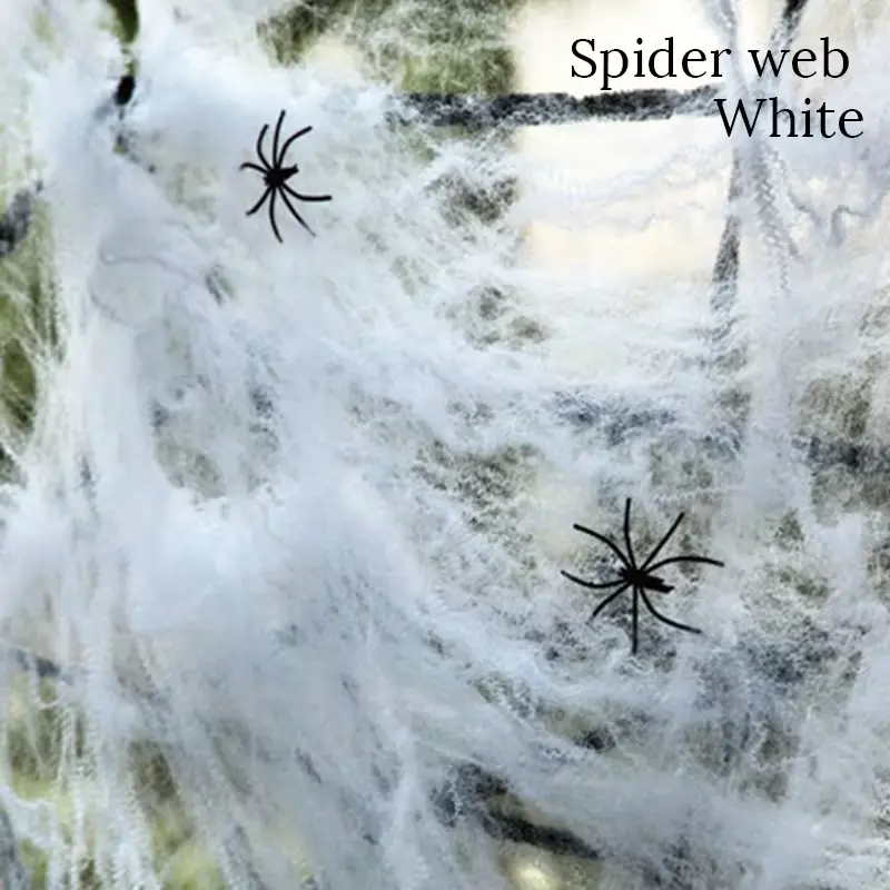 Halloween Decoration Artificial Spider Web Elastic Spider Web Horror Bar Ghost House Scene Props Elastic Spider Web with Spiders