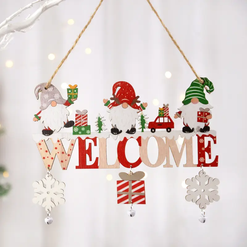 Christmas Tree Decorations Santa Claus Wooden Hanging Decorations Creative Christmas Cartoon Snowman Old Man Art Door Hanging