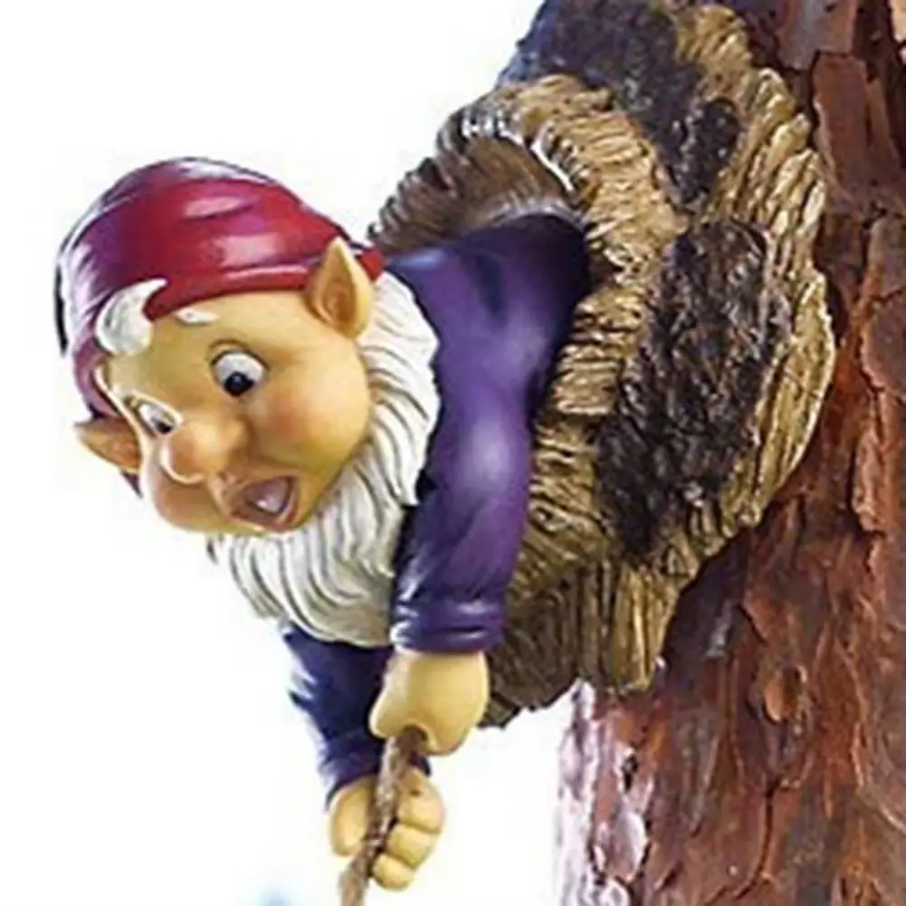 Climbing Little People Outdoor Garden 3 PCS Dwarf Elf Statues Courtyard Tree Hanging Little People Countryside Garden Decoration