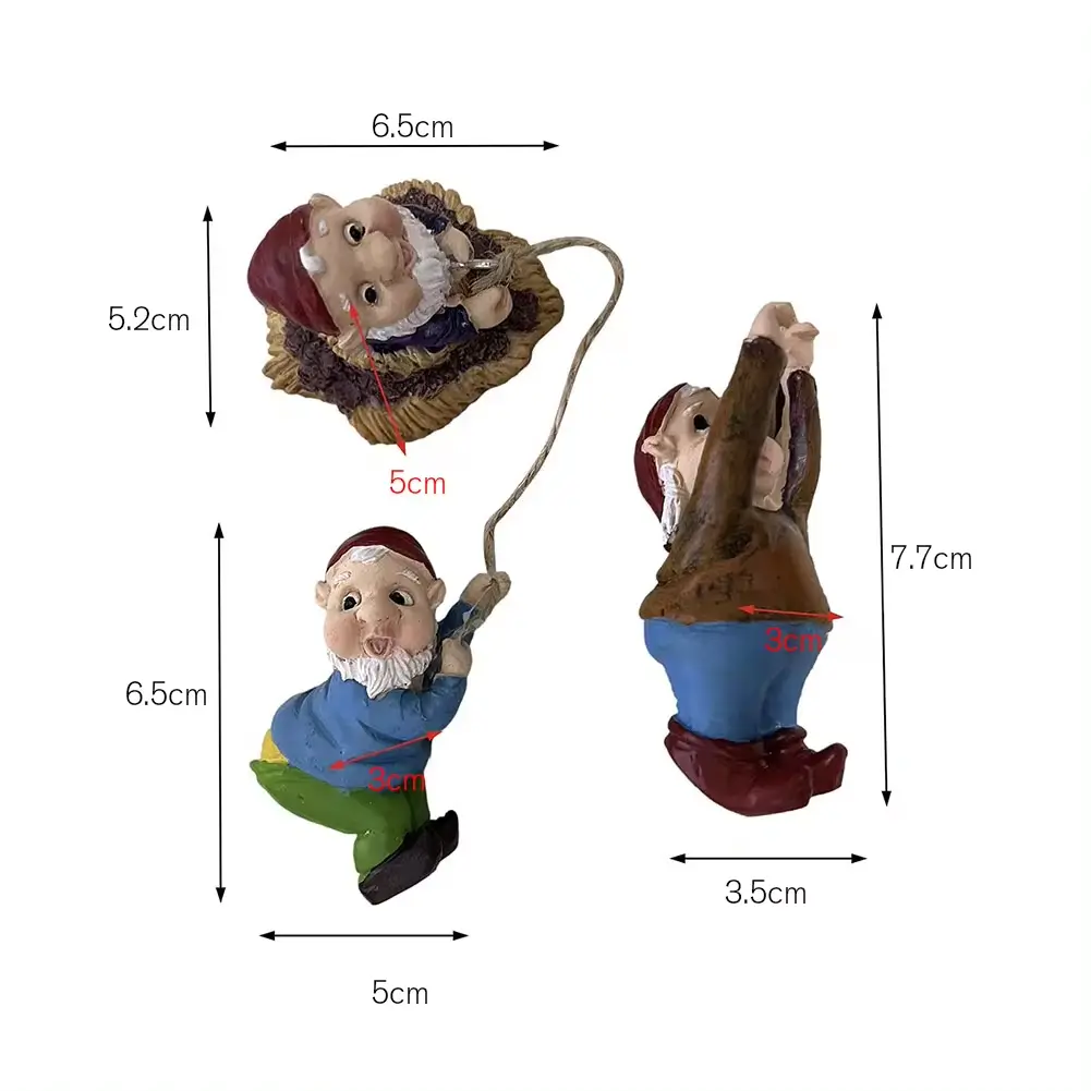 Climbing Little People Outdoor Garden 3 PCS Dwarf Elf Statues Courtyard Tree Hanging Little People Countryside Garden Decoration