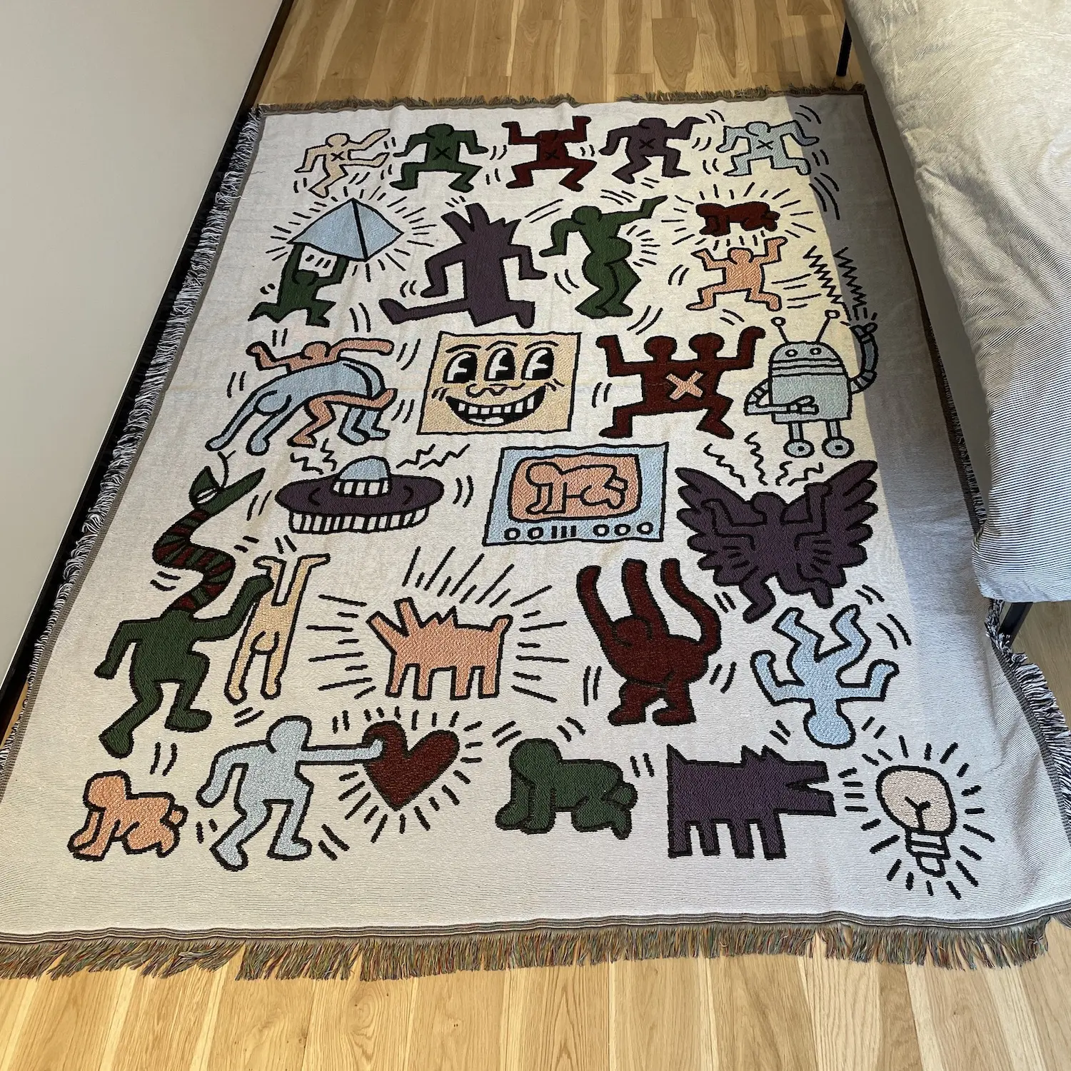 Textile City Puzzle Throwing Blanket Jacquard Weaving Graffiti Home Decoration Tassel Tapestry Picnic Blanket Moisture proof