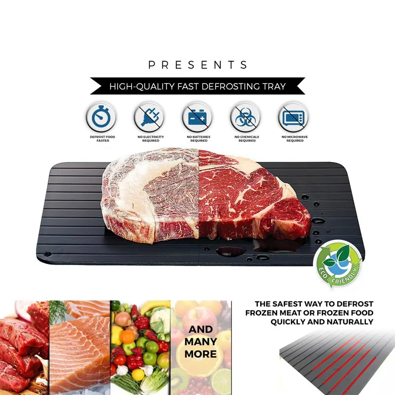 1PCS Aluminum Alloy Quick Defrosting Thawing Tray Thawing Frozen Meat Fish Food Tray Meat Thawing Board Household Kitchen Tools