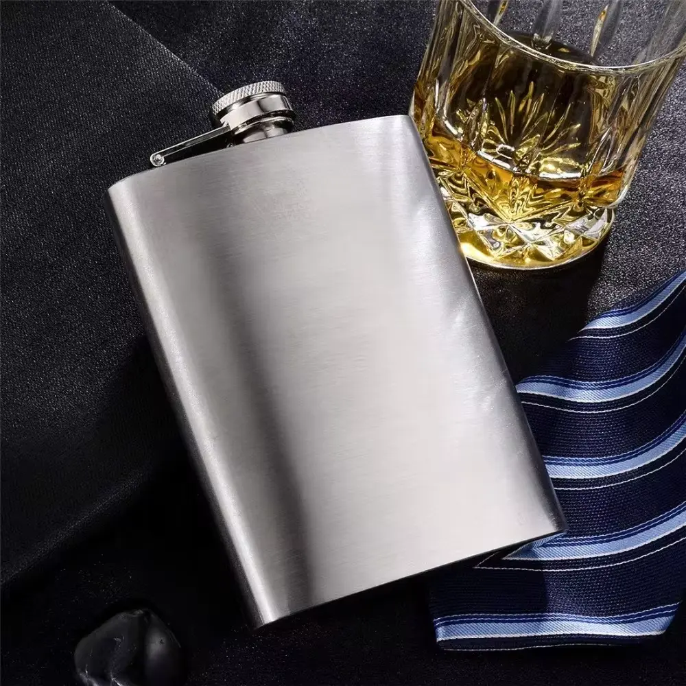 4 8 10 Stainless Steel Ounce Hip Shaped Wine Whiskey Hip Shaped Bottle Kettle Men's Portable Drinking Device Wine Screw Cap