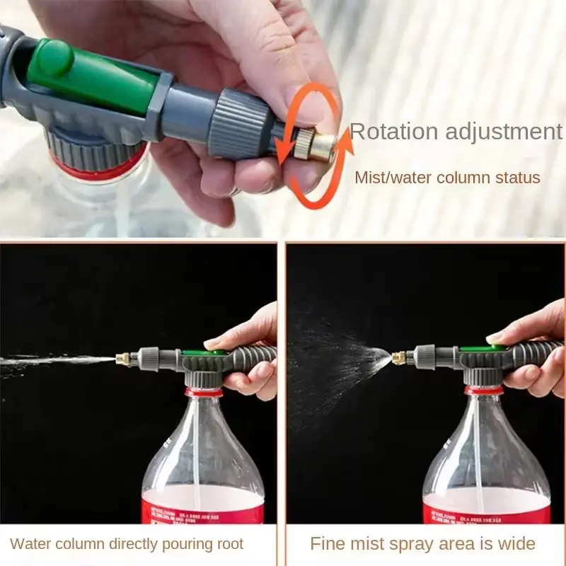 Pull Rod Spray High Pressure Air Pump Manual Spray Adjustable Beverage Bottle Nozzle Garden Watering Spray Agricultural Tool