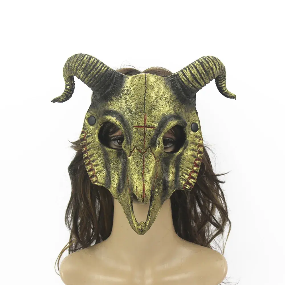 Halloween Devil Mask Horror Sheep Skull Horn Mask Halloween Party Play Animal Mask Role Play Costume Decoration
