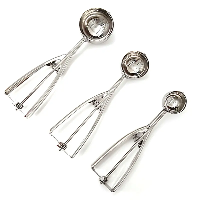Stainless Steel Ice Cream Spoon Spring Handle Multi Functional Potato Puree Fruit Ball Spoon Ice Cream Mold Kitchen Parts tools
