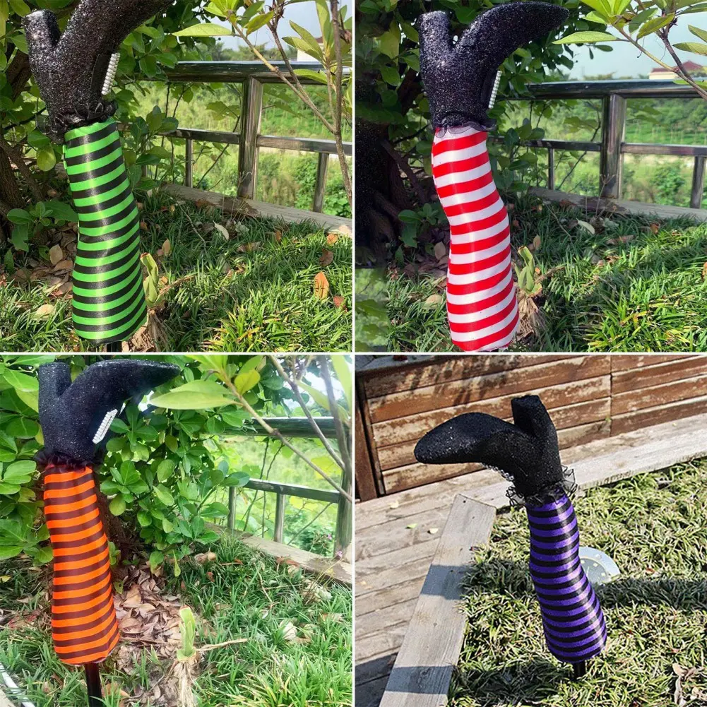 1PCS Halloween Decoration Evil Witch Leg Decoration Inverted Evil Witch Feet Boots Stakes Courtyard Lawn Outdoor Garden Props