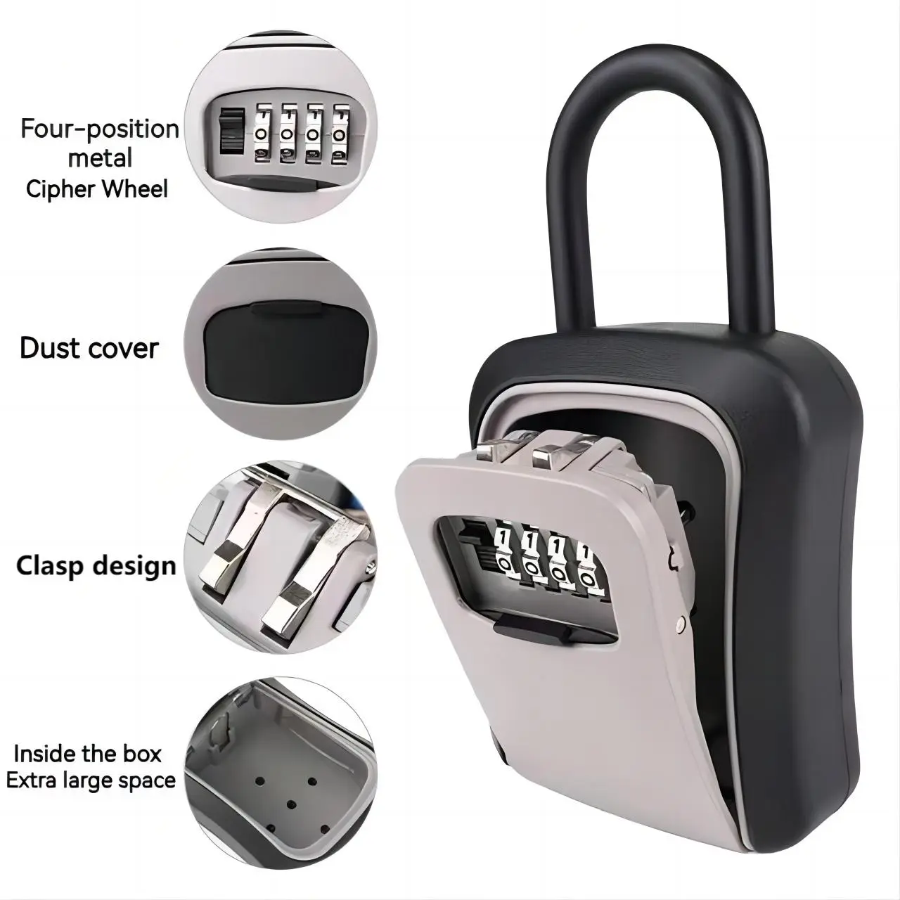 Upgraded Wall Mounted Secure Key Safe with Key Lock Box Key Storage with 4-digit Password Lock House Key Anti theft  Key Hider
