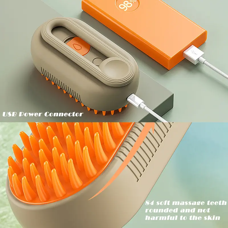 3-in-1 Dog Hair Brush Cat Hair Brush Electric Pet Cleaning Brush Steam Spray Brush Massage Hair Removal Comb Anti Flying Brush
