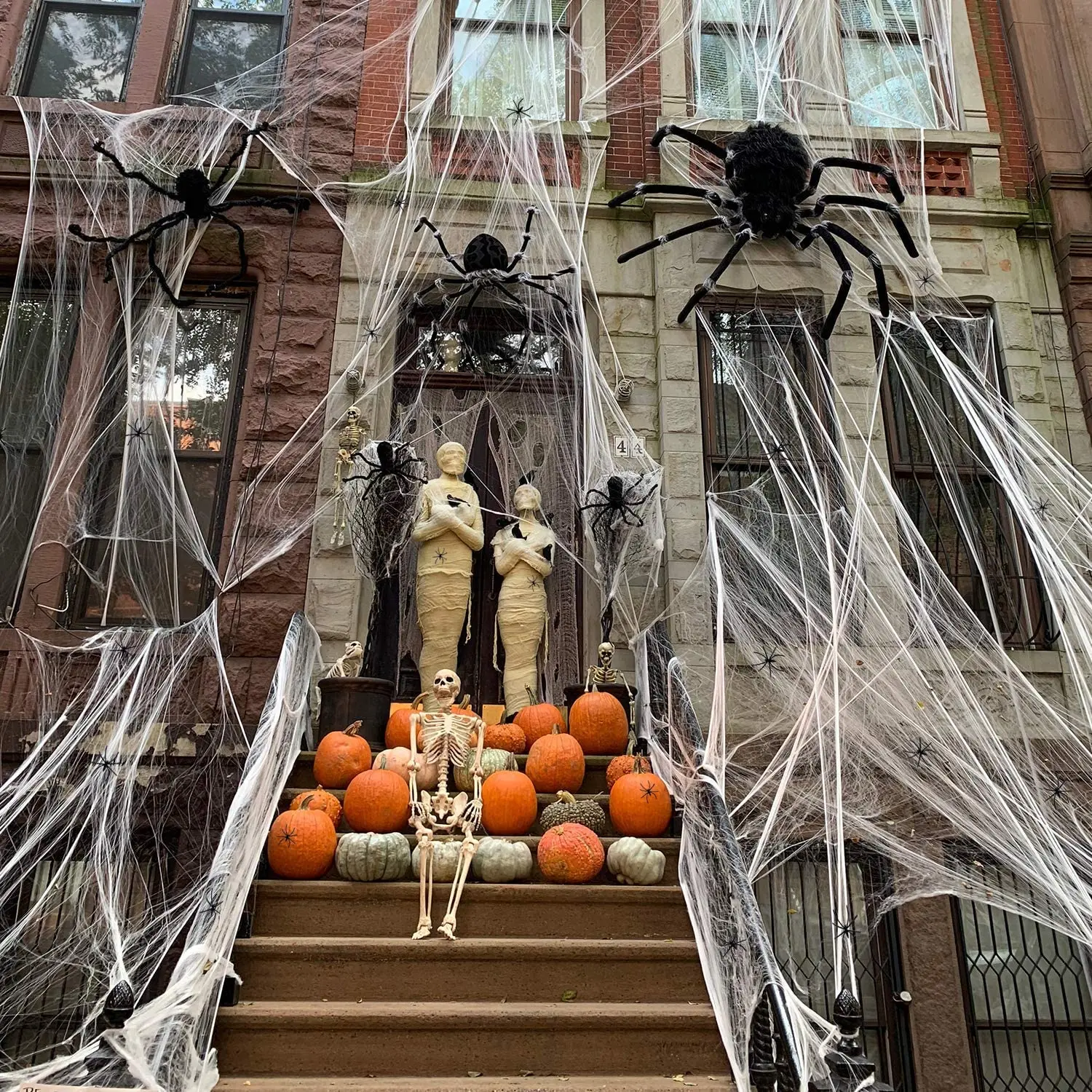 Halloween Decorative Cotton Thread Elastic Spider Web Artificial Spider Web Home Bar Haunted House Horror Party Decorative Props