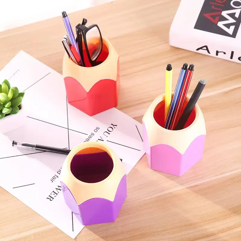 Creative Colored Pencil Head Contrasting Pen Holder Desktop Pen Holder Stationery Storage Pen Holder Makeup Brush Storage Bucket