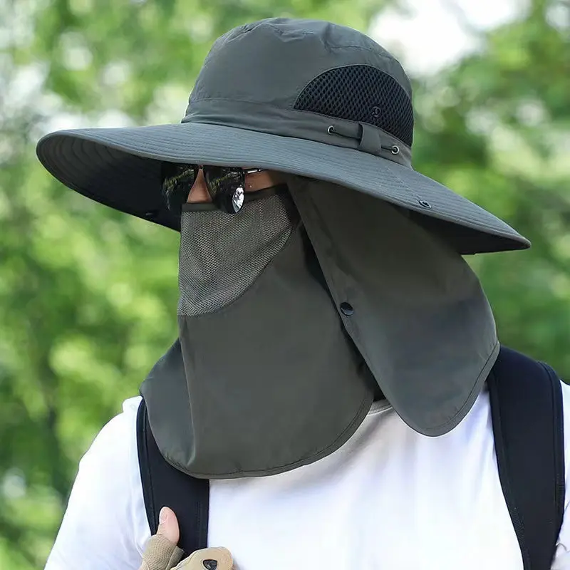 Men's Summer Fisherman Hat with Neck Shawl Sunscreen Mountaineering Hat Outdoor Fisherman Hat Fishing Breathable Shawl Sun Hat