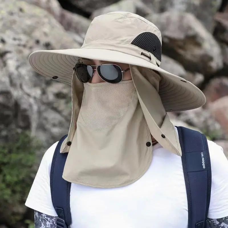 Men's Summer Fisherman Hat with Neck Shawl Sunscreen Mountaineering Hat Outdoor Fisherman Hat Fishing Breathable Shawl Sun Hat