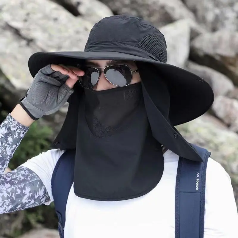 Men's Summer Fisherman Hat with Neck Shawl Sunscreen Mountaineering Hat Outdoor Fisherman Hat Fishing Breathable Shawl Sun Hat