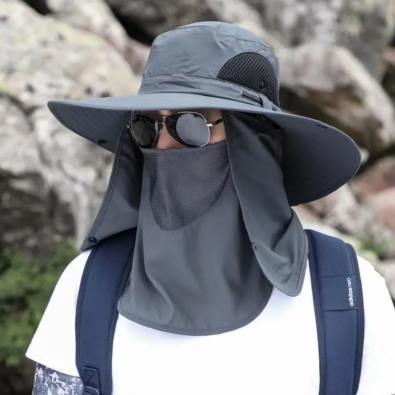 Men's Summer Fisherman Hat with Neck Shawl Sunscreen Mountaineering Hat Outdoor Fisherman Hat Fishing Breathable Shawl Sun Hat