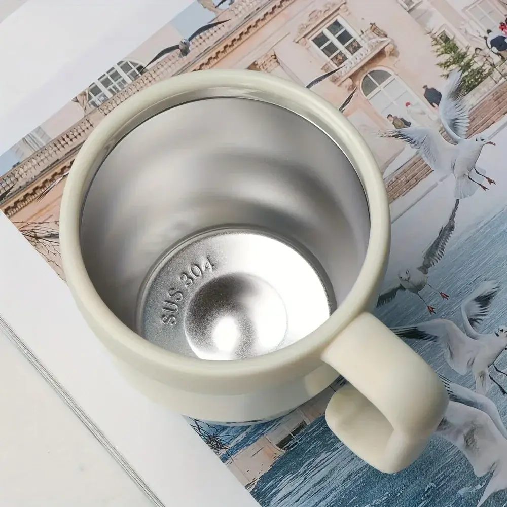 Straw Covered Coffee Cup 480ml Stainless Steel Insulated Cup Hot Beverage Cup Milk Cup Afternoon Tea Cup Office Portable Bottle
