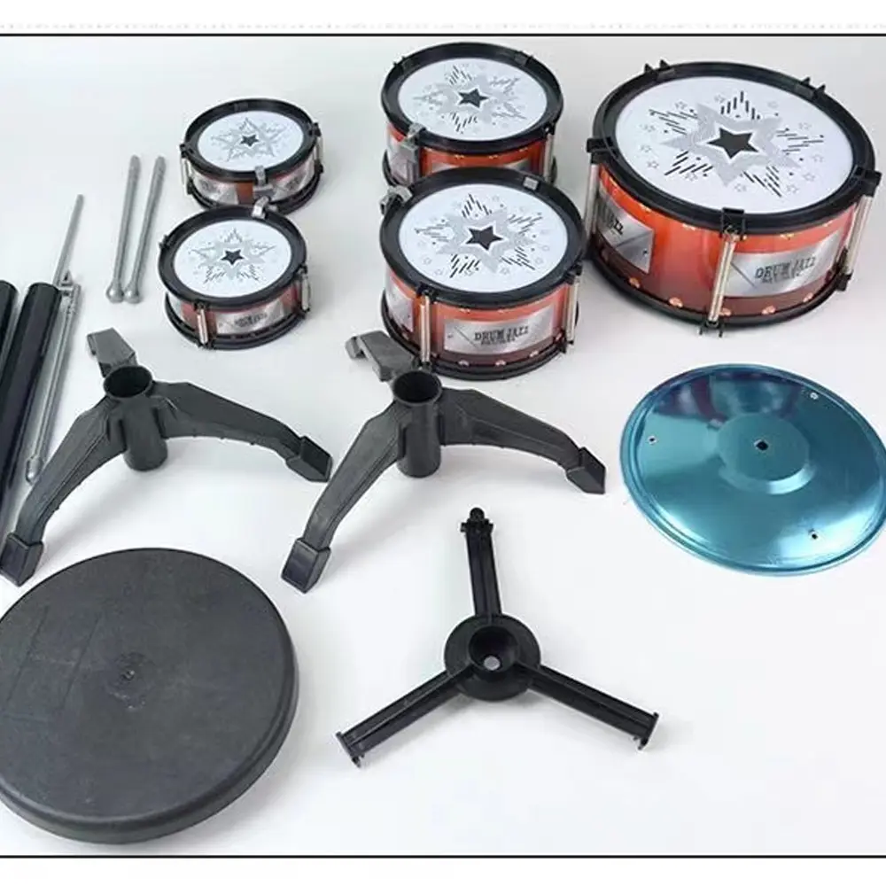 Children's Jazz Drum Set 3 drums/5 small stools Drum Stick Set Children's Music Development Intelligence Education Toy Gifts