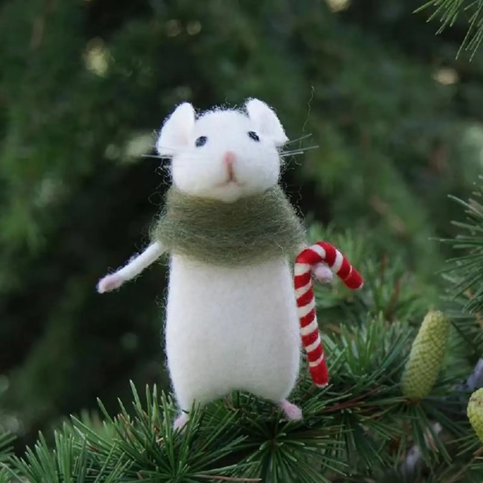 Creative Mini White Mouse Doll Halloween Mouse Hug Pumpkin Hair Needle Felt Mouse Toy Set Needle Punch Mini Desktop Ornament