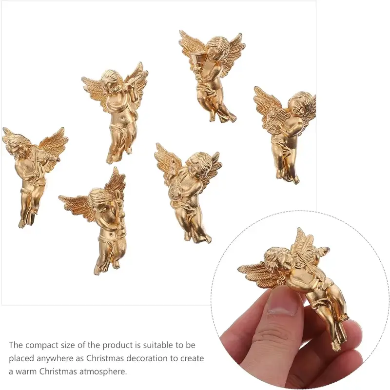 6 PCS Christmas Tree Decoration Hanging Gold Silver Angel Statue Pendant Christmas Tree Hanging Angel Doll Pendant Decoration