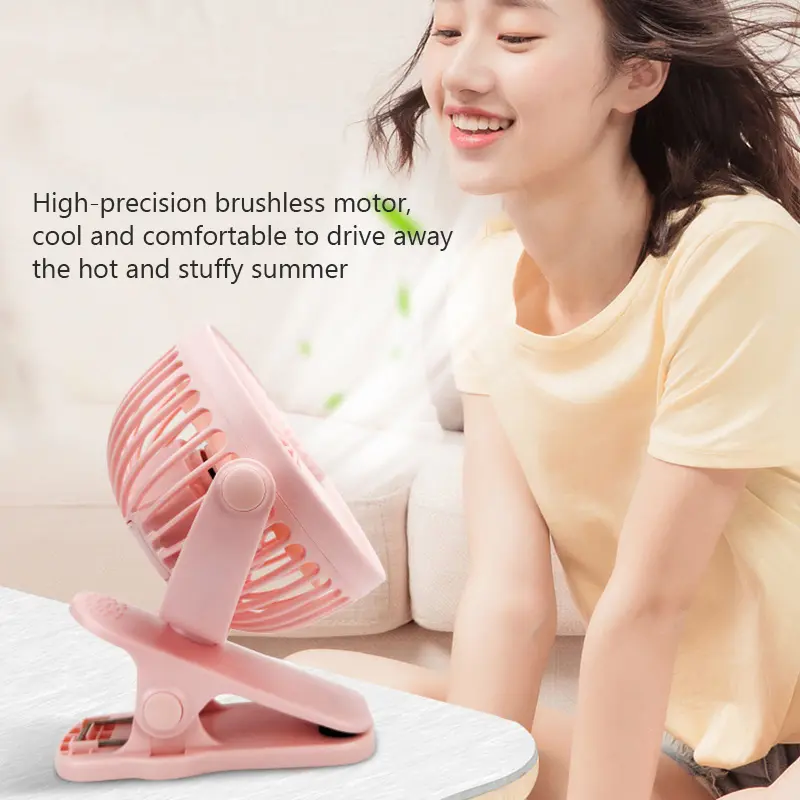 Portable Fan Mini Silent Fan USB Charging Desktop Fan 1200mAh Office Desk Desktop Fan Student Dormitory Adjustable Clip on Fan